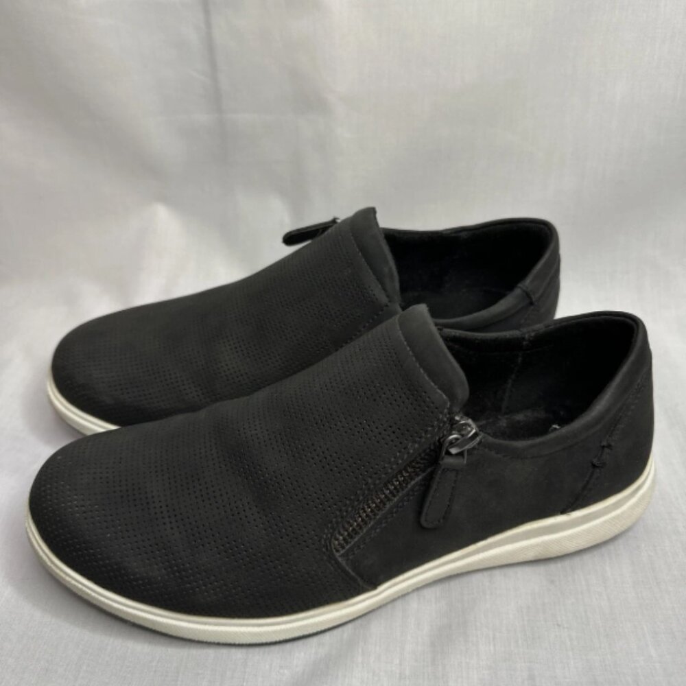 Solanz Sneaker Shoe Zip Slip On Shoe Women’s 8.5m Black